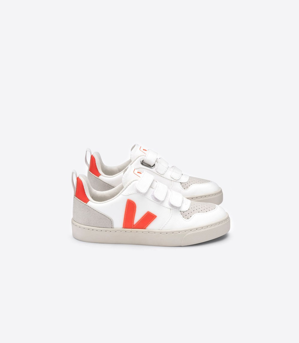 Veja Sneakers Barn - V-10 Velcro Cwl - Vita/Orange - 261389-GJA